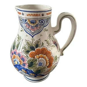 Delft Hand Painted #109 Polychrome Floral Jug Pitcher Vase Dutch Holland DP - Picture 1 of 4