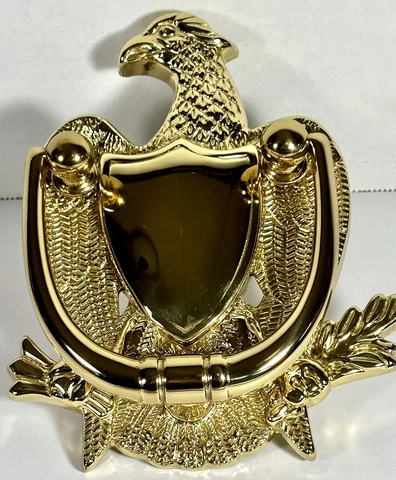 Large 7" Polished Brass Eagle Door Knocker Cover