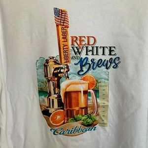 Roundtree Yorke T-Shirt White Logo Red White And Brews (2 Sizes) NEW - Picture 1 of 9