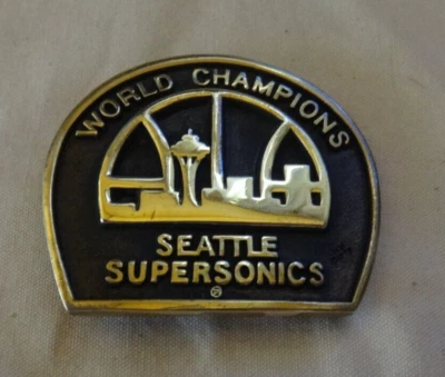 VTG 70s Solid Bronze Seattle Sonics Belt Buckle Numbered Heritage Mint - Image 1 of 3