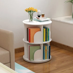 2 Tier Floor Standing Bookcase Storage Rack Rotating Bookshelf 360 Display - Picture 1 of 18