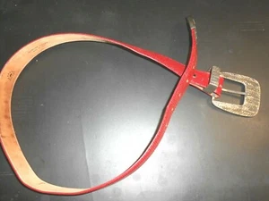 LADIES BELT--GALAXY--RED LIZARD WITH STERLING SILVER BELT BUCKLE AND TIP---38" - Picture 1 of 3