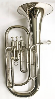 Baritone Horn Outfit B Flat Bb Key Nickel Plated 3 Piston Case Mouthpiece Funion - Image 1 of 4
