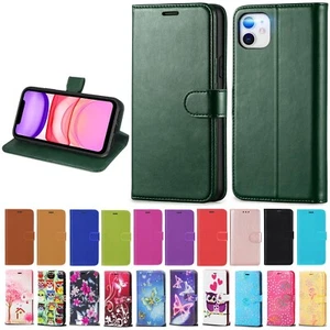 Case For iPhone 15 14 13 12 11 PRO MAX XR X 8 7 SE PU Leather Flip Wallet Cover - Picture 1 of 15