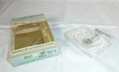 Винтажный хромированный и прозрачный держатель для зубной щетки и барабана NOD середины века Del Mar Lucite - Изображение 1 из 4