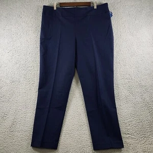 NWT Investments Pants Womens Secret Support Slim Leg Ankle Side Zip Navy Size 16 - Picture 1 of 14