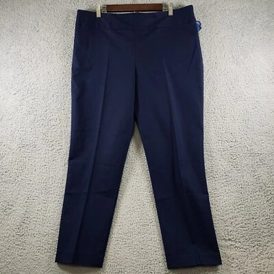 全新带标签 Investments 裤子女式秘密支撑修身腿踝侧拉链海军蓝 16 码 — 第 1/4 张图片