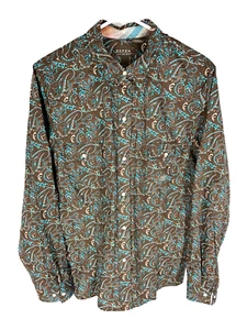 ROPER Camicia Donna XL Marrone Paisley Cowgirl Western Pearl Snaps L/S NUOVA - Foto 1 di 4