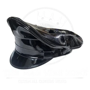 Handmade New Finest Soft Shiny PVC Muir Cap | Peaked Cap | Biker Officer Hat - Picture 1 of 5