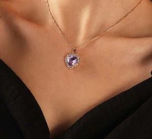 Collana Love Semplice Clavicola Vetro Zircone - Foto 1 di 8