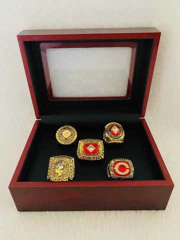 5 PCS CINCINNATI REDS World Series Ring Complete Set W Box, 🇺🇸 SHIP Cover