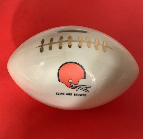 Cleveland Browns glass Porcelain football bank New Cover