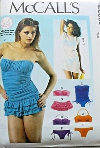 McCall's 6569 Misses Beach Swimsuit Bikinis Coverup Sewing Pattern Sz 4-12/12-20 - Picture 1 of 6