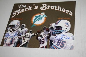 MIAMI DOLPHINS MARK DUPER & MARK CLAYTON DUAL SIGNED 11X14 PHOTO JSA WITNESS - Picture 1 of 1