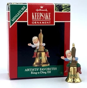 Hallmark Keepsake Miniature Ring-A-Ding Elf on Bell Christmas Ornament 1991 - Picture 1 of 7