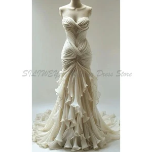 Vestidos de noche para mujer tren de barrido sin mangas fluidos banquete fiesta graduación vestidos - Imagen 1 de 6