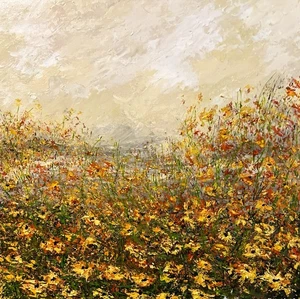 ORIGINAL SEASIDE FLORAL, GALLERY WRAPPED 12x12 CANVAS, SIGNED COA, FREE SHIP - Picture 1 of 2