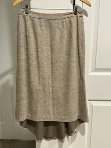 Mujer De Colección. Falda Lápiz Mezcla Lana Alta Baja Forrada Carrera Oficina Iglesia 8 Beige - Imagen 1 de 11