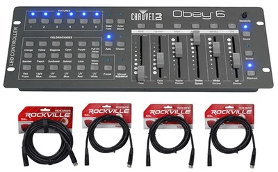 Chauvet DJ Obey 6 Compact Universal 6 Ch. DMX DJ MIDI FX Controller+4 DMX Cables - Image 1 of 4