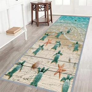 Beach Coastal Runner Rug for Hallway 2x6 Sea Turtle Rugs Nautical Hallway Rug... - Picture 1 of 5