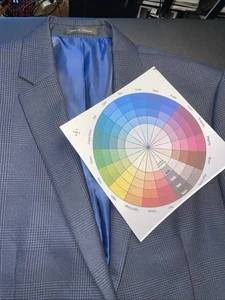 Chaps Ralph Lauren Sport Coat Men's 44L Blazer Blue Plaid Poly Rayon Blend - Picture 1 of 20