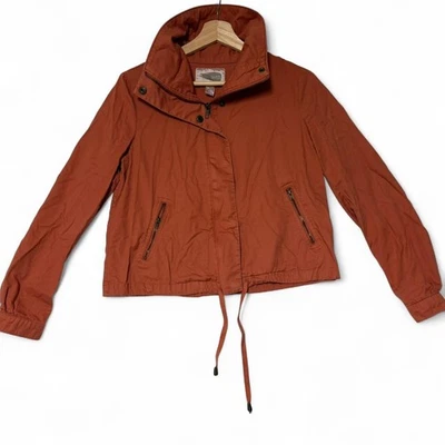 Chaqueta Forever 21 Love21 Mujer Talla S Naranja Algodón Parte Inferior Cordón Cremallera Completa Foto 1 de 4