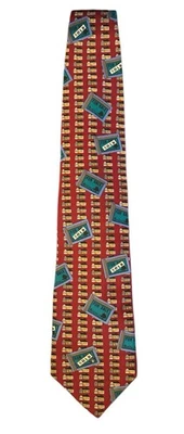 Corbata vintage Vicky Davis 100 % seda agente inmobiliario - casas y letreros vendidos - hecha en EE. UU. Foto 1 de 4