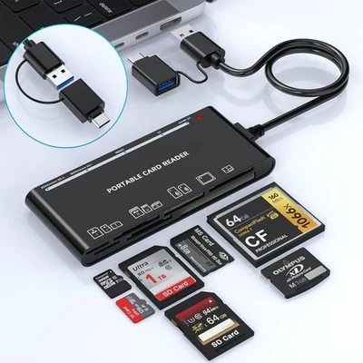 7-IN-1 USB 3.0 Memory Card Reader High-Speed Adapter for Micro SD SDXC CF SDHC - Image 1 of 4