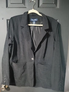 Chaqueta Blazer Denim & Co. Manga Larga Negra Talla Grande Carrera Negocios Informal - Imagen 1 de 3