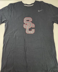 USC Nike Short Sleeve T-Shirt Black SC 100% Cotton Regular Fit Men’s Med - Picture 1 of 5