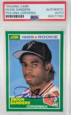 Deion Sanders 1989 Score RC - On card auto Clean Sig - PSA/DNA Certified #246 - Image 1 of 4