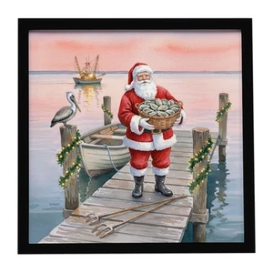 Caroline's Treasures Pesca Santa Ostras Navidad Impresión Enmarcada FNT1247MFP88 - Imagen 1 de 4