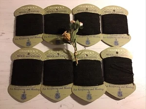 8 x Cards Of Vintage Chadwick’s Mending Thread. Dark Shade Ref 514. 85% Wool - Picture 1 of 4