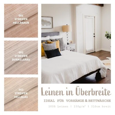 Leinen Meterware überbreit mit Streifen, Leinenstoff gestreift Vorhänge *ab 50cm - Bild 1 von 4