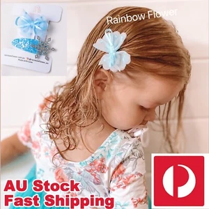 Frozen Elsa Glitter Snowflake hair clip, baby toddler girl blue bow hair clip - Picture 1 of 8