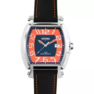 Vetania Manhattan Swiss Quartz Orange and Black Dial Leather Watch 4961313 - Picture 1 of 1
