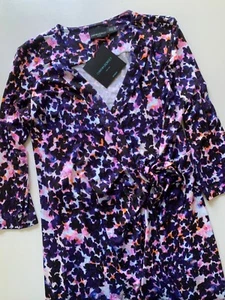 Vestido envolvente CYNTHIA ROWLEY 1X ESTAMPADO FLORAL Midi Plus elástico adelgazante cuello nuevo con etiquetas - Imagen 1 de 6