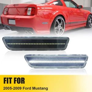 Fit 2005-2009 LED Ford Mustang Rear Bumper Side Marker Clear Lights Lens 2PC - Picture 1 of 10