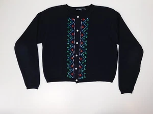 Liz Wear Womens Blue Rhinestone Beaded Cardigan Size S - Picture 1 of 4