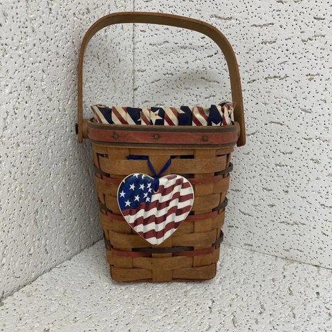 1995 All-American Series Longaberger Basket, Carry-Along w/ Liner & Protector Cover