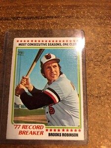 1978 Topps Baseball  # 4 Brooks Robinson Record Breaker 23 Years With Same Club