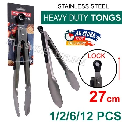 Heavy Duty Stainless Steel Tongs Kitchen Clip Kitchen Food Holder Cooking BBQ AU - image 1 of 4