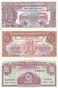 SELTENER SATZ 3 BRITISCHE STREITKRÄFTE (BAF) EINE 1 PFUND UNZ. SCHEINE - SERIE 2, 3 & 4 - Bild 1 von 2