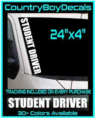 STUDENT DRIVER 24" Vinilo Calcomanía Adhesiva Coche Camión Drivers Ed Diesel Turbo Boost Foto 1 de 2