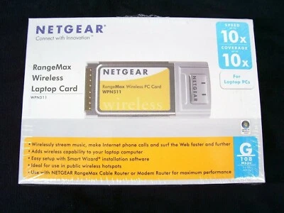NETGEAR WPN511 WIRELESS PC CARD 802.11G 2.4GHZ PCMCIA NOTEBBOK LAPTOP WIFI - Image 1 of 4