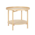 Artiss Coffee Table End Table Bedside Shelf 2-tier Round 70cm Wooden Legs