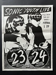 Original 1990 Nirvana Sonic Youth Poster 14x18" Cobain offest print Pettibon Art - Picture 1 of 6