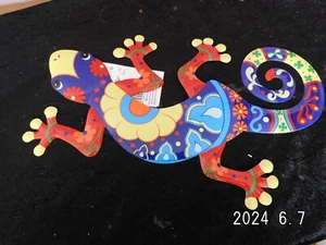Deko-Figur/Wandhänger/Gecko/bunt/neu/ blau/gelb/Metall - Bild 1 von 5