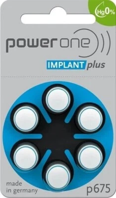 120 batterie per IMPIANTI COCLEARI - POWER ONE coocleari IMPLANT PLUS 675 1.45V