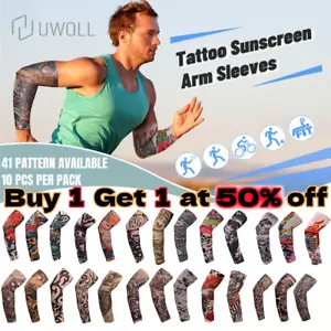 10 PCS Temporary Tattoo Sleeves Body Art Cooling Fake Slip On Arm Sun Protector - Picture 1 of 12